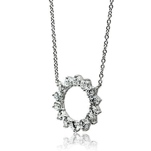 MA3W072 Rhodium Brass Necklace with AAA Grade CZ in Clear