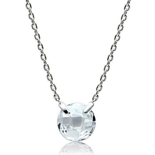 MA3W074 - Rhodium Brass Necklace with AAA Grade CZ  in Clear