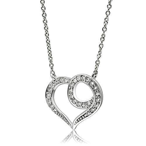 MA3W075 - Rhodium Brass Necklace with AAA Grade CZ  in Clear