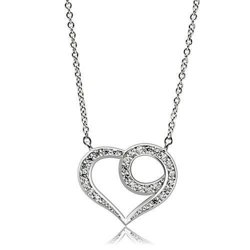 MA3W075 - Rhodium Brass Necklace with AAA Grade CZ  in Clear