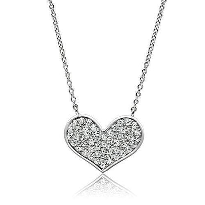 MA3W076 - Rhodium Brass Necklace with AAA Grade CZ  in Clear