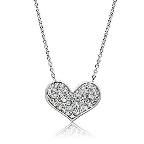 MA3W076 - Rhodium Brass Necklace with AAA Grade CZ  in Clear