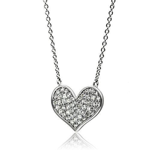 MA3W076 - Rhodium Brass Necklace with AAA Grade CZ  in Clear