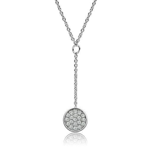 MA3W077 - Rhodium Brass Necklace with AAA Grade CZ  in Clear