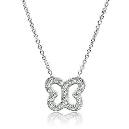 MA3W078 - Rhodium Brass Necklace with AAA Grade CZ  in Clear