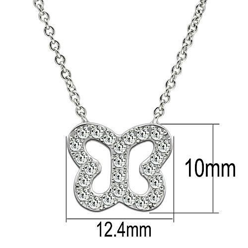 MA3W078 - Rhodium Brass Necklace with AAA Grade CZ  in Clear