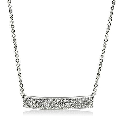 MA3W079 - Rhodium Brass Necklace with AAA Grade CZ  in Clear