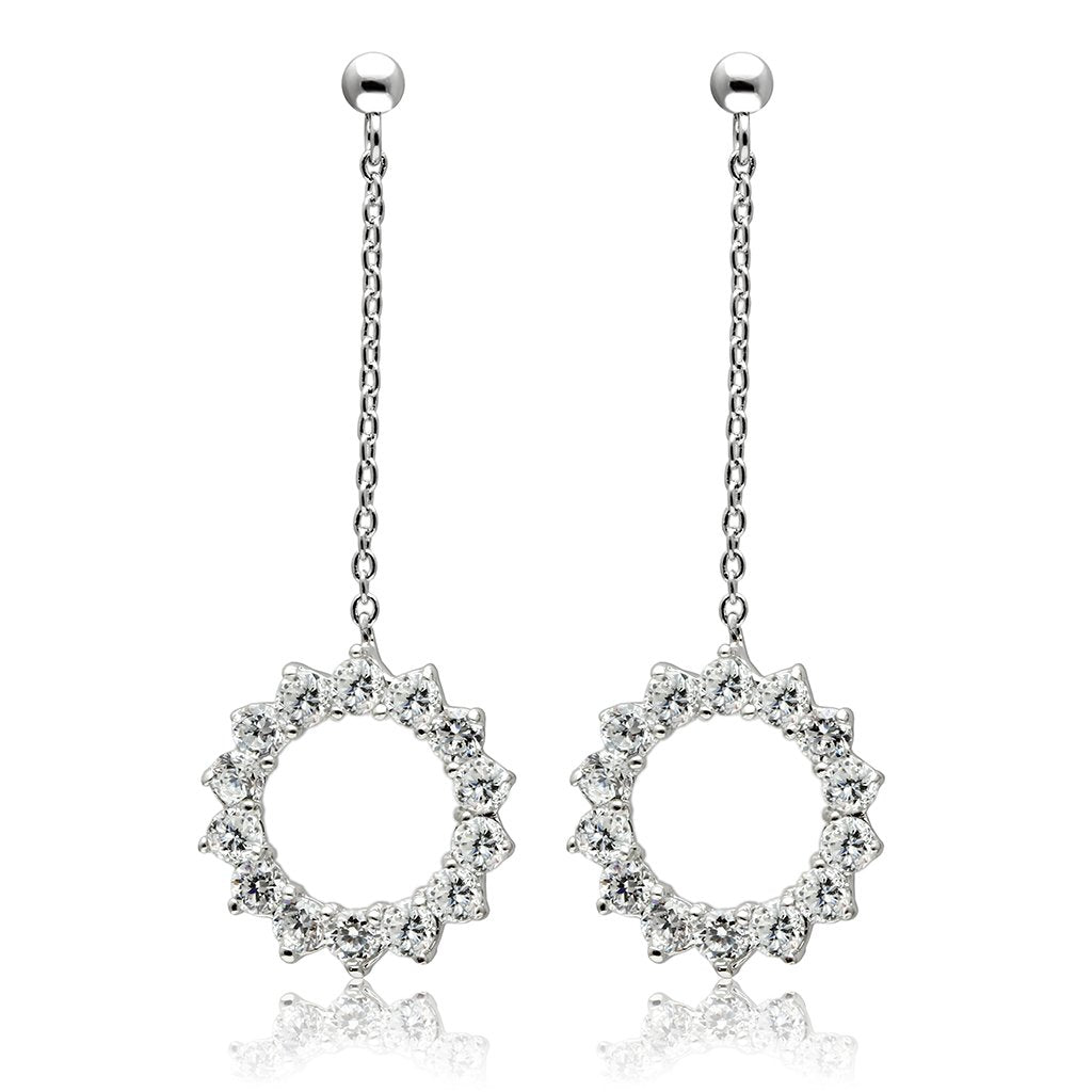MA3W081 - Rhodium Brass Earrings with AAA Grade CZ  in Clear