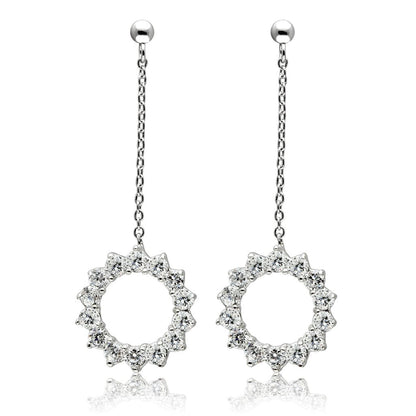 MA3W081 - Rhodium Brass Earrings with AAA Grade CZ  in Clear