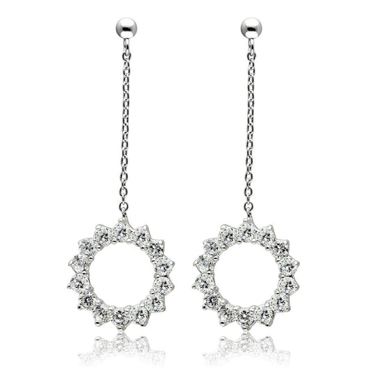 MA3W081 - Rhodium Brass Earrings with AAA Grade CZ  in Clear