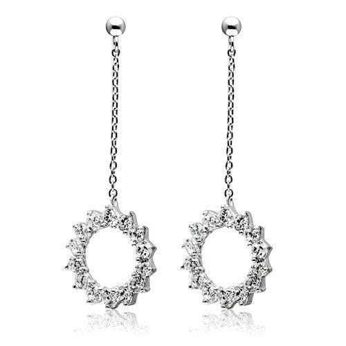 MA3W081 - Rhodium Brass Earrings with AAA Grade CZ  in Clear