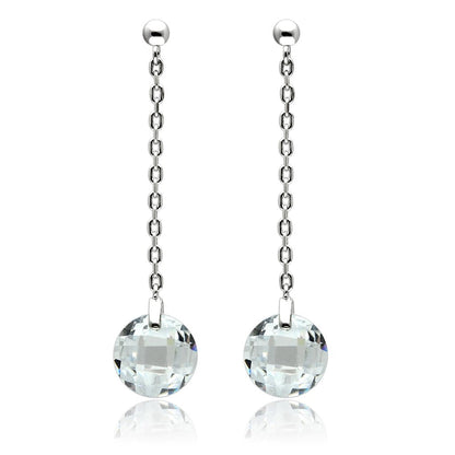 MA3W082 - Rhodium Brass Earrings with AAA Grade CZ  in Clear