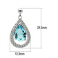 MA3W083 - Rhodium Brass Earrings with Synthetic Synthetic Glass in Sea Blue