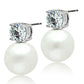 MA3W088 - Rhodium Brass Earrings with Synthetic Pearl in White