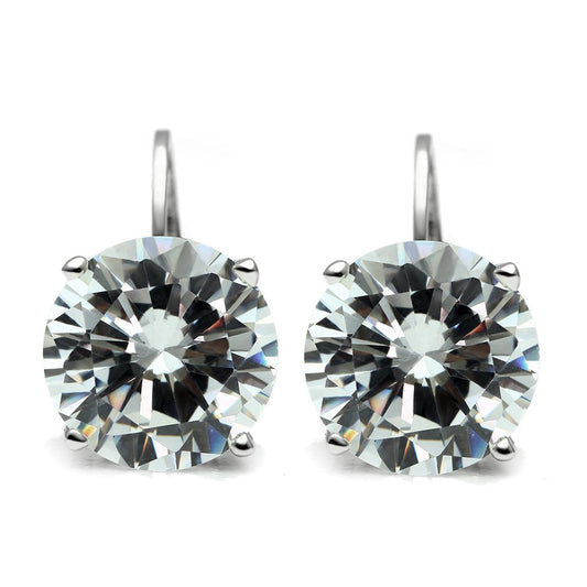 MA3W090 - Rhodium Brass Earrings with AAA Grade CZ  in Clear