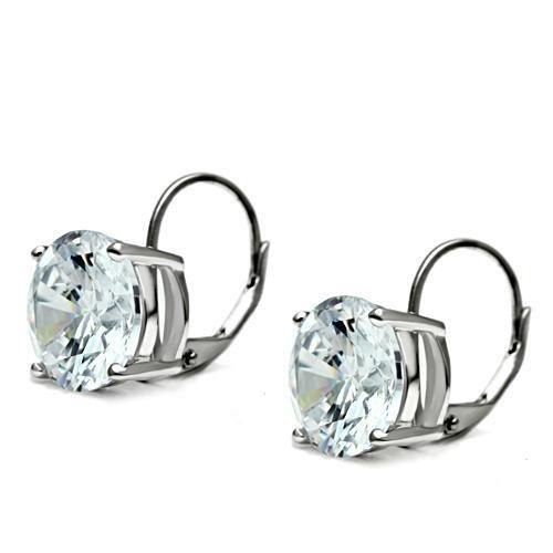 MA3W090 - Rhodium Brass Earrings with AAA Grade CZ  in Clear