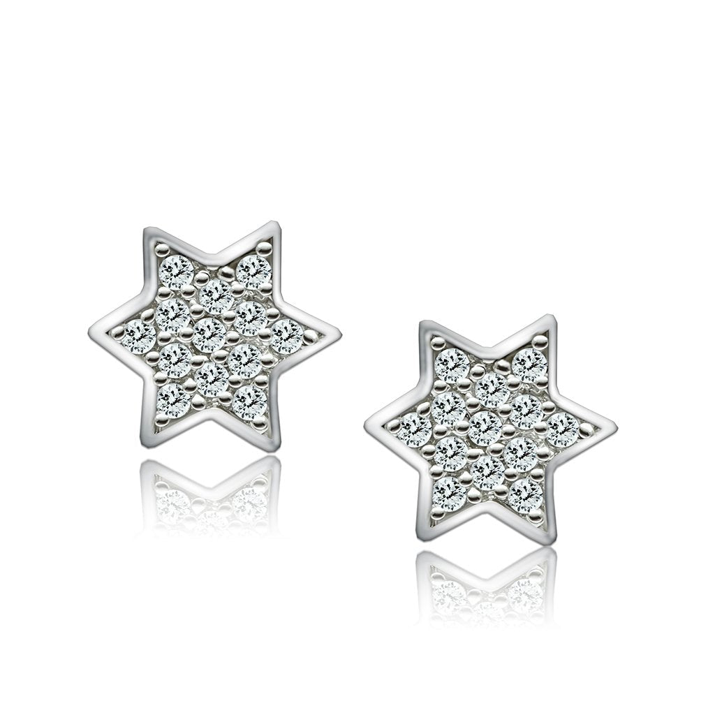 MA3W092 - Rhodium Brass Earrings with AAA Grade CZ  in Clear