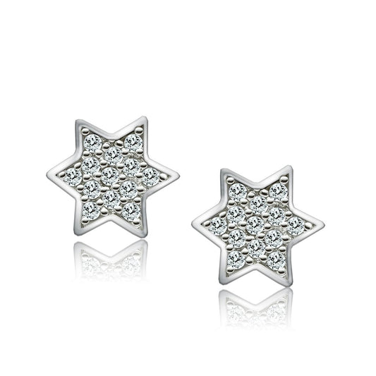 MA3W092 - Rhodium Brass Earrings with AAA Grade CZ  in Clear
