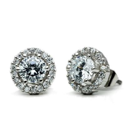 MA3W096 - Rhodium Brass Earrings with AAA Grade CZ  in Clear