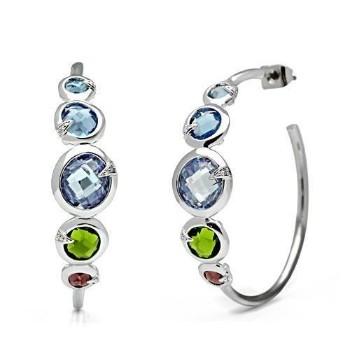 MA3W098 - Rhodium Brass Earrings with AAA Grade CZ  in Multi Color