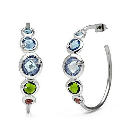 MA3W098 - Rhodium Brass Earrings with AAA Grade CZ  in Multi Color