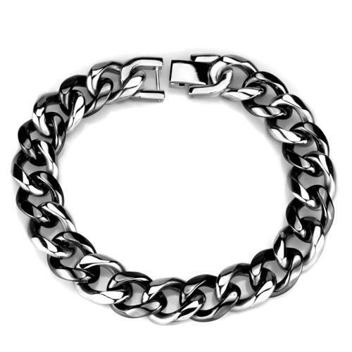 MA3W1000 - High polished (no plating) Stainless Steel Bracelet with Ceramic  in Jet