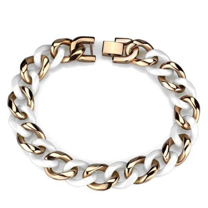 MA3W1001 - IP Rose Gold(Ion Plating) Stainless Steel Bracelet with Ceramic  in White