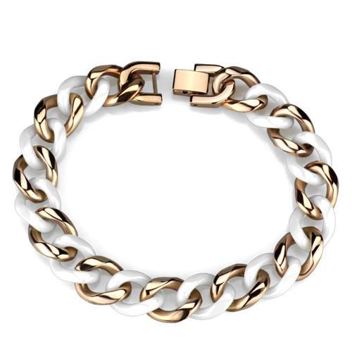 MA3W1001 - IP Rose Gold(Ion Plating) Stainless Steel Bracelet with Ceramic  in White