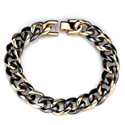 MA3W1002 - IP Rose Gold(Ion Plating) Stainless Steel Bracelet with Ceramic  in Jet