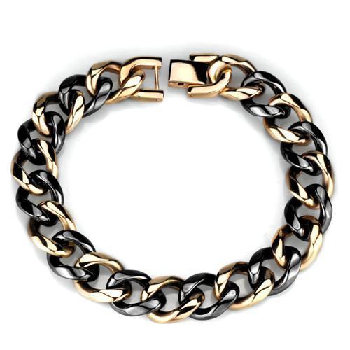 MA3W1002 - IP Rose Gold(Ion Plating) Stainless Steel Bracelet with Ceramic  in Jet