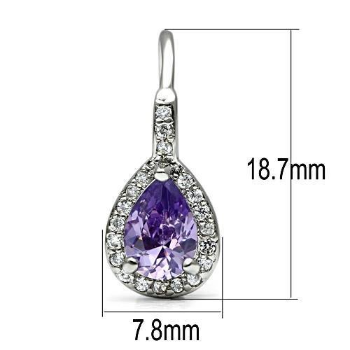 MA3W100 - Rhodium Brass Earrings with AAA Grade CZ  in Amethyst
