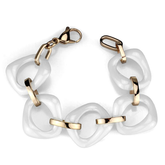 MA3W1010 - IP Rose Gold(Ion Plating) Stainless Steel Bracelet with Ceramic  in White