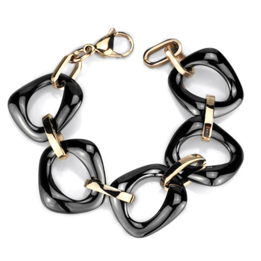 MA3W1011 - IP Rose Gold(Ion Plating) Stainless Steel Bracelet with Ceramic  in Jet