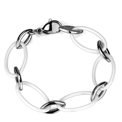 MA3W1014 - High polished (no plating) Stainless Steel Bracelet with Ceramic  in White