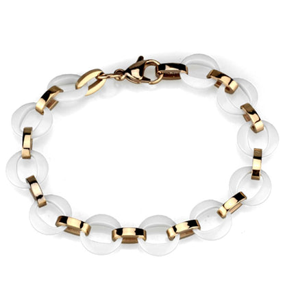 MA3W1015 - IP Rose Gold(Ion Plating) Stainless Steel Bracelet with Ceramic  in White