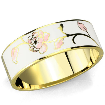 MA3W1017 - Gold White Metal Bangle with Epoxy  in White