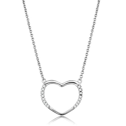 MA3W1023 - Rhodium Brass Chain Pendant with AAA Grade CZ  in Clear