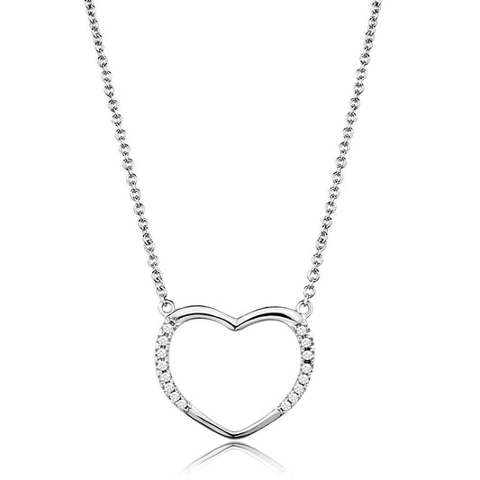 MA3W1023 - Rhodium Brass Chain Pendant with AAA Grade CZ  in Clear