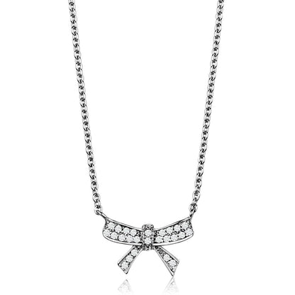 MA3W1028 - Rhodium Brass Chain Pendant with AAA Grade CZ  in Clear