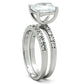 MA3W102 - Rhodium Brass Ring with AAA Grade CZ  in Clear