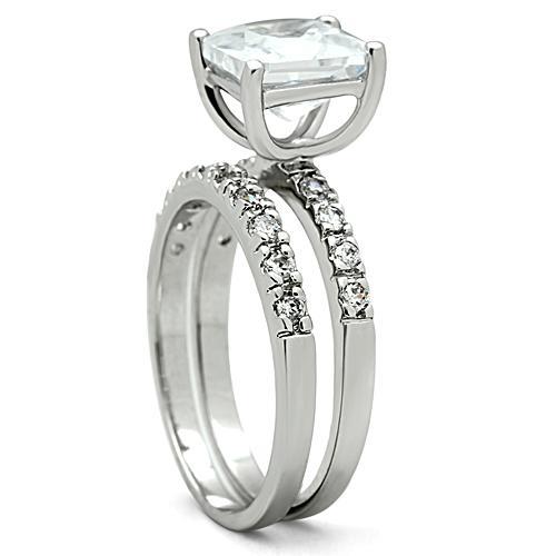 MA3W102 - Rhodium Brass Ring with AAA Grade CZ  in Clear