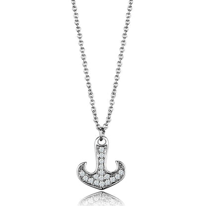 MA3W1035 - Rhodium Brass Chain Pendant with AAA Grade CZ  in Clear