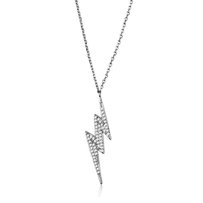MA3W1038 - Rhodium Brass Chain Pendant with AAA Grade CZ  in Clear