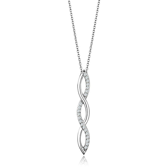 MA3W1039 - Rhodium Brass Chain Pendant with AAA Grade CZ  in Clear