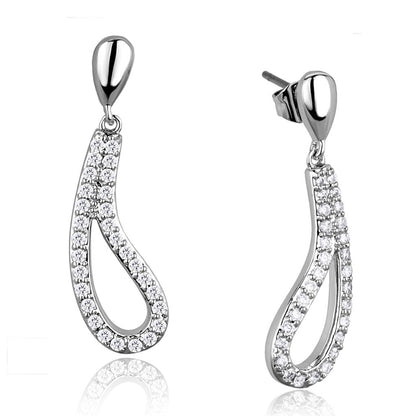 MA3W1044 - Rhodium Brass Earrings with AAA Grade CZ  in Clear
