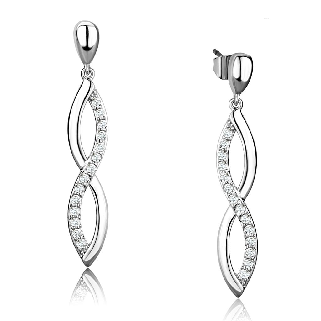 MA3W1045 - Rhodium Brass Earrings with AAA Grade CZ  in Clear