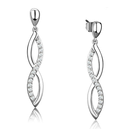 MA3W1045 - Rhodium Brass Earrings with AAA Grade CZ  in Clear