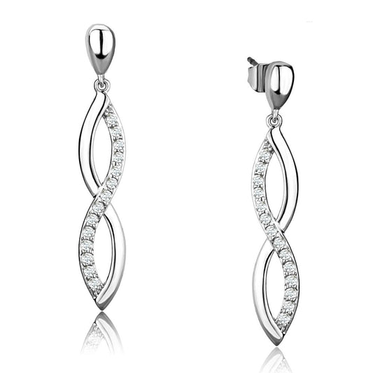 MA3W1045 - Rhodium Brass Earrings with AAA Grade CZ  in Clear