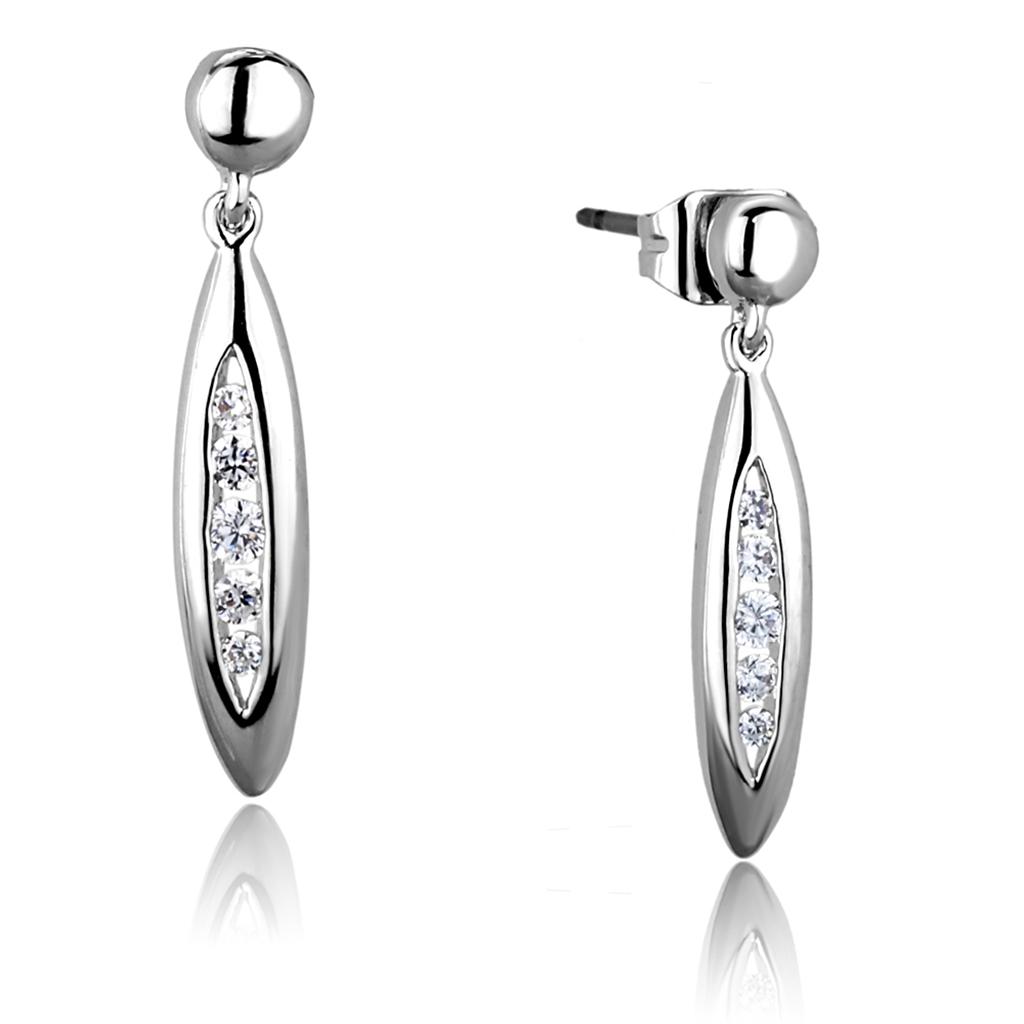 MA3W1046 - Rhodium Brass Earrings with AAA Grade CZ  in Clear