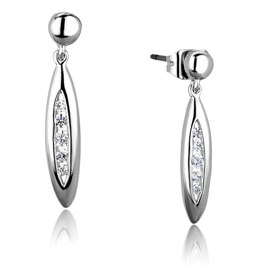 MA3W1046 - Rhodium Brass Earrings with AAA Grade CZ  in Clear